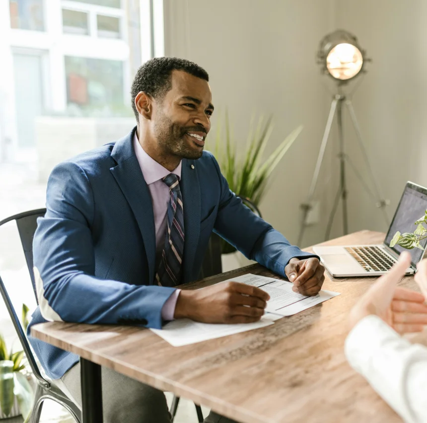 Business meeting between two people